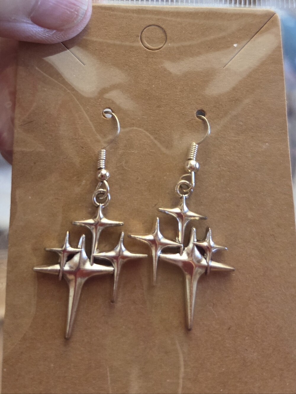Silver Starburst Drop Earrings - Women Jewelry